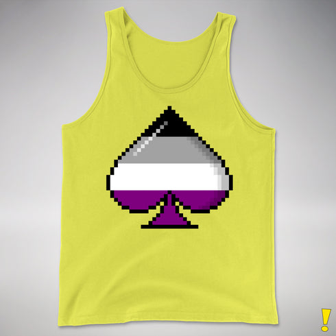 Asexual Pride 8-Bit Pixel Ace of Spades Premium Tank Top - Neon Yellow
